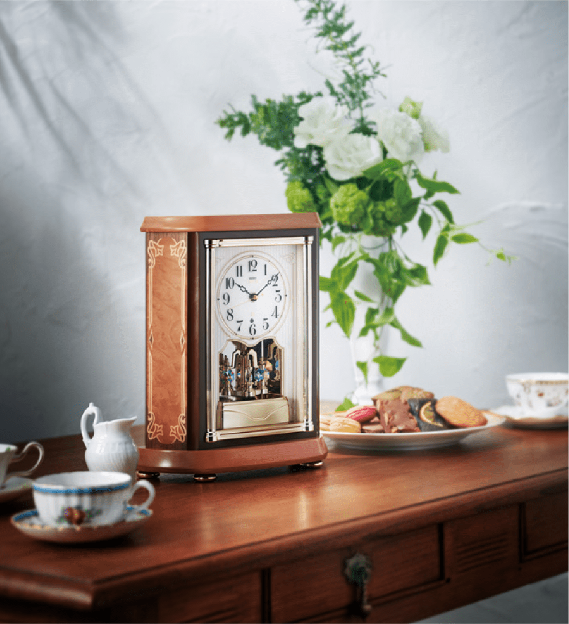 完動・美品〉鶴巻時計店英工舎 大正浪漫筋硝子宮型ゼンマイ振り子時計